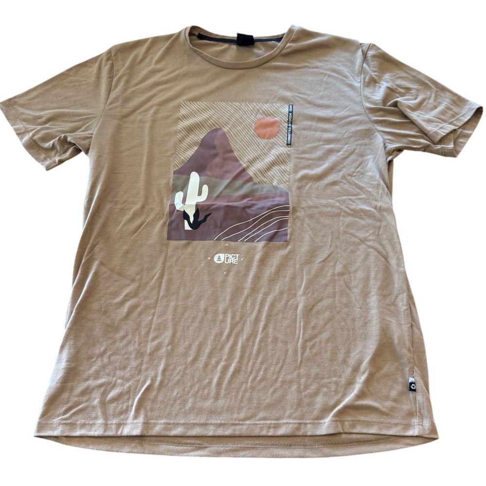 Picture Tan Graphic Crew Neck Short Sleeve T-Shirt L